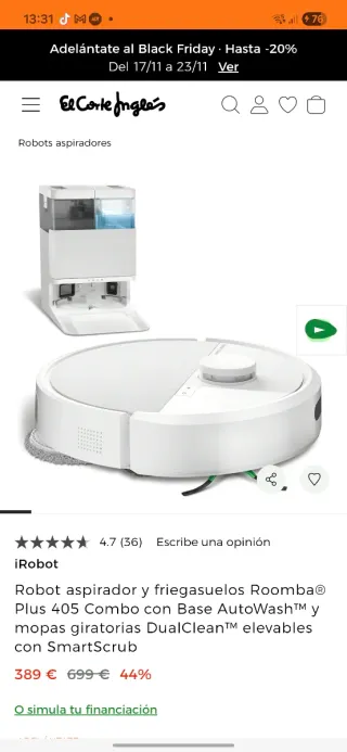 iRobot Roomba 405 Plus PRECINTADO