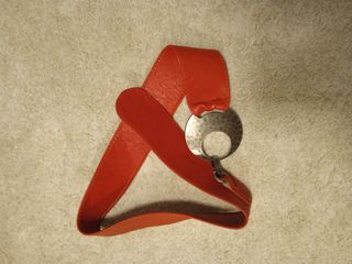 Cintura donna rossa con fibbia metallo