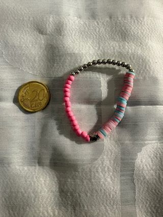 Bracciale perline rosa e azzurro con stella