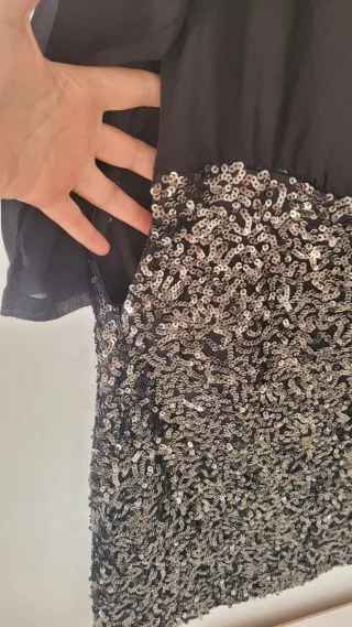 Vestido Sfera Negro y Dorado Fiesta