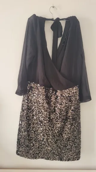 Vestido Sfera Negro y Dorado Fiesta