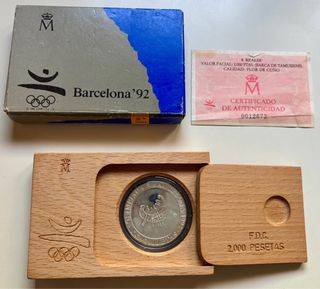 Moneda PLATA 2000 Pts 1990 Barca de Tamusiens