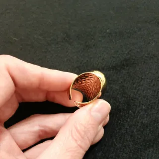 Anillo dorado con piedra negra