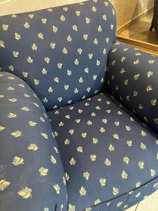 2 Butacas de tela azul con estampado