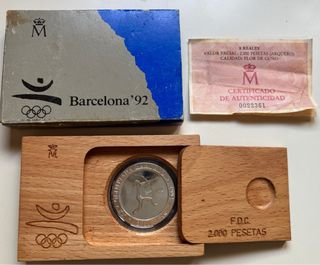 Moneda PLATA 2000 Pts 1990 Arquero. Estuche + Cert