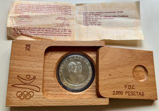 Moneda PLATA 2000 Pts 1990 Arquero. Estuche + Cert