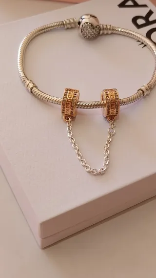 Cadena seguridad Pandora con circonitas.