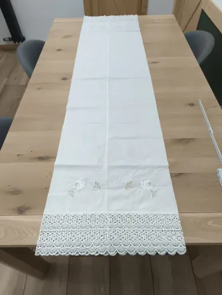 Sábana y funda de almohada con encaje hecho a mano