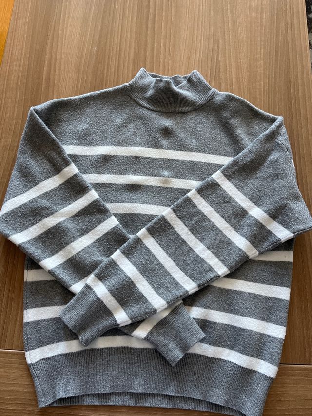 Jersey gris y blanco rayas talla XS