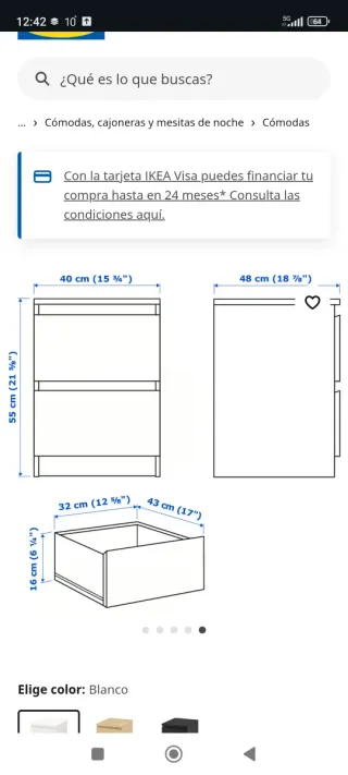 Mesita de noche Ikea Malm