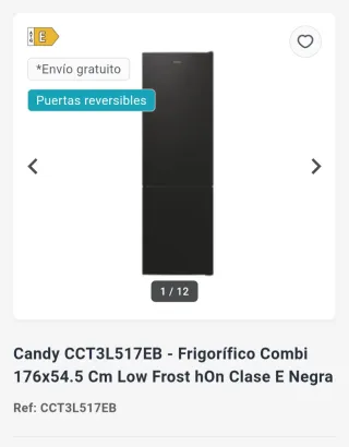 Frigorífico Candy CCT3L5E Negro