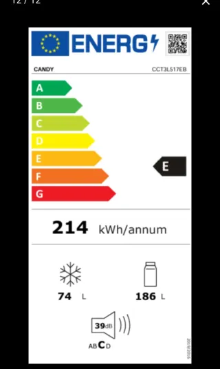 Frigorífico Candy CCT3L5E Negro
