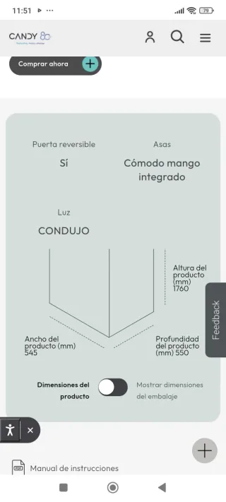 Frigorífico Candy CCT3L5E Negro