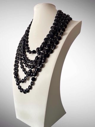 Collana donna multistrato perle nere