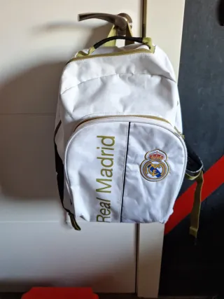 Mochila Real Madrid Original Blanca y Dorada
