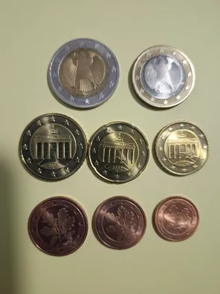 Alemania 2002: 2 € , 1€, Cent: 50, 20, 10, 5, 2 y1