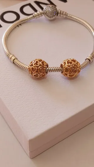 Lote 2 charm Pandora Corazones.