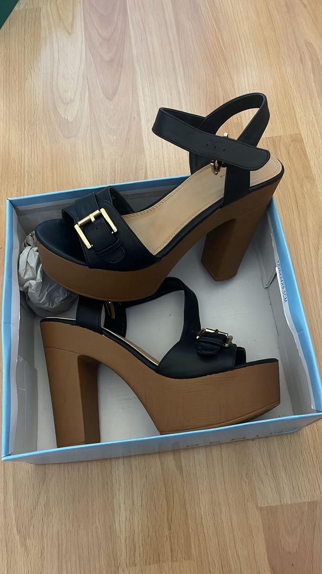 Tacones plataforma negros y marrones Talla 37