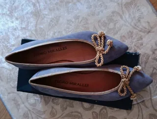 Bailarinas Pedro Miralles Talla 39Morado/Dorado.