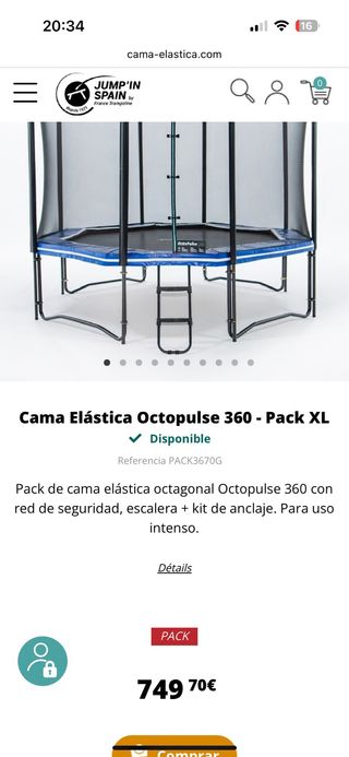Cama elástica con red de seguridad octogonal