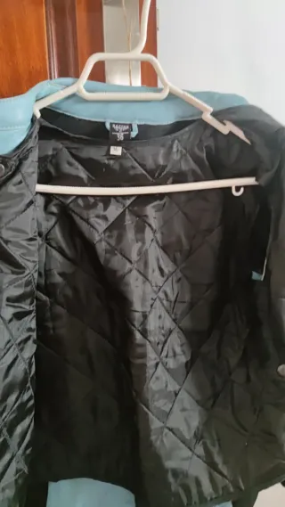 Chaqueta de piel moto mujer azul