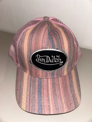 Berretto Von Dutch righe rosa unisex