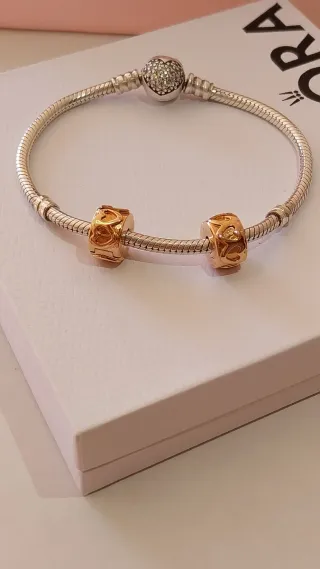 Lote 2 charm clip Pandora Corazones.