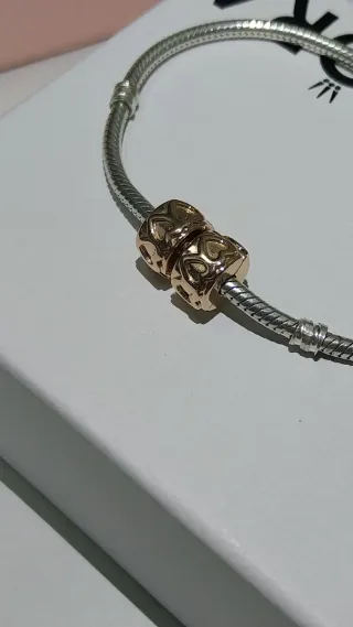 Lote 2 charm clip Pandora Corazones.