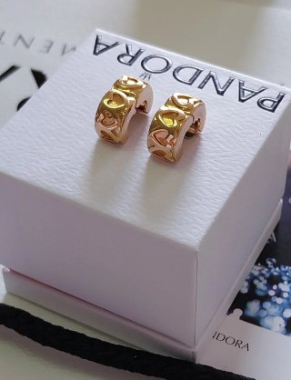 Lote 2 charm clip Pandora Corazones oro rosa