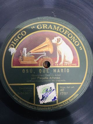 Disco pizarra 78rpm 10” cupletista Paquita Alfonso