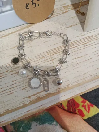 Pulsera eslabones plata con charms