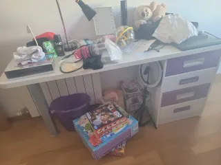 Escritorio y Cajonera Blanco/Morado