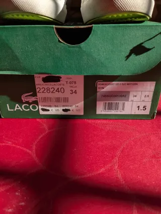 Zapatillas niña Lacoste Talla 34