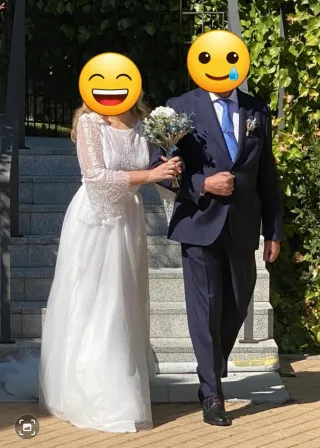 Elegante vestido de novia blanco