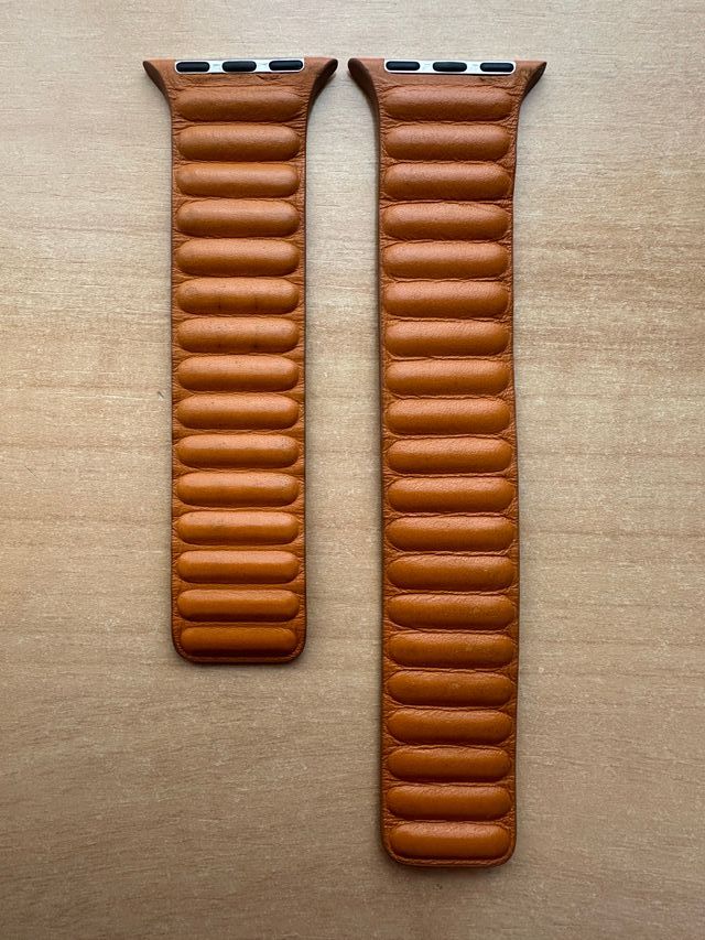 Apple Watch 41mm. Cinturino in pelle marrone dorato Link M/L