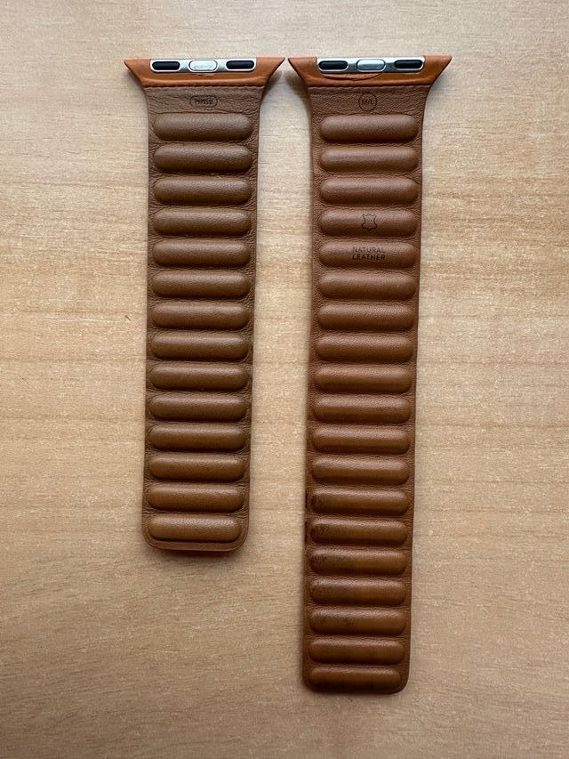 Apple Watch 41mm. Cinturino in pelle marrone dorato Link M/L