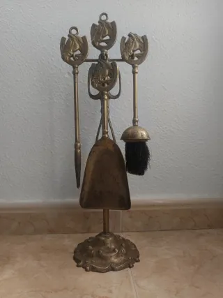 Set Accesorios Chimenea Metal Dorado