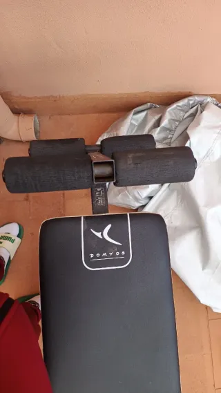 Banco, barra olímpica y discos Salter