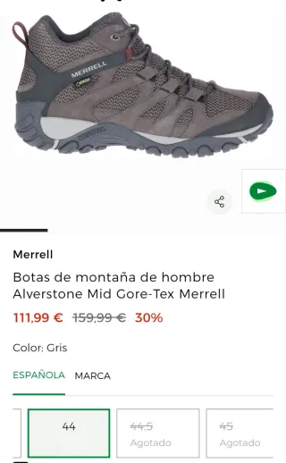 Botas Merrell Goretex Senderismo /Gris