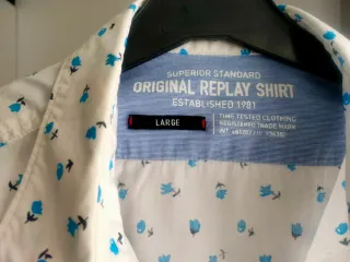 Camisa Replay Estampada Flores Azul Talla L