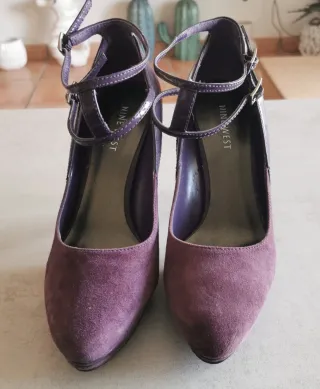 Zapatos morados Nine West piel y charol