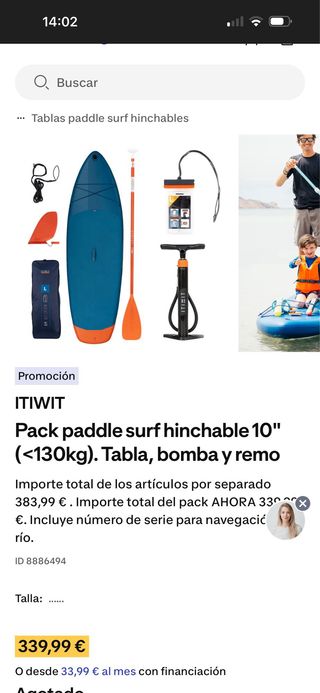 Pack tabla paddle Surf