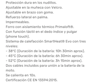 Guantes calefactables para moto con 3 niveles. 3XL
