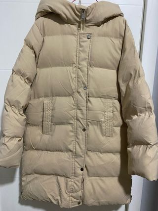 Doudoune beige larga con capucha