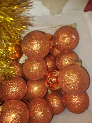 Palle Albero Natale Oro Arancio Glitter