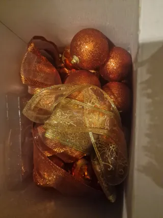 Palle Albero Natale Oro Arancio Glitter