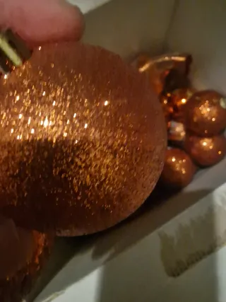 Palle Albero Natale Oro Arancio Glitter