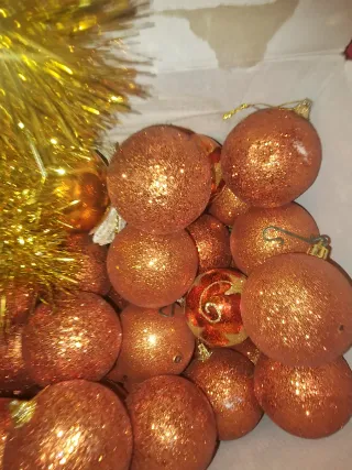 Palle Albero Natale Oro Arancio Glitter