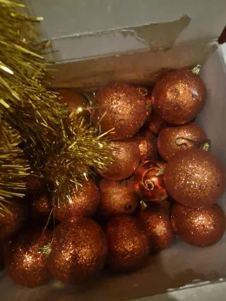 Palle Albero Natale Oro Arancio Glitter