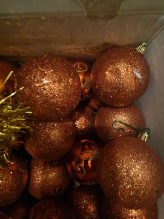 Palle Albero Natale Oro Arancio Glitter